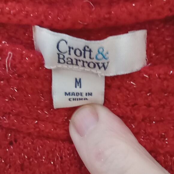 Croft & Barrow Rust crew neck knitted metallic sweater. Medium - Picture 2 of 7